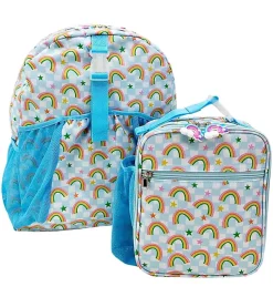 RED.STONE 2-Piece Backpack/Lunch Bag Set With Laptop/Tablet Pocket, Rainbows
