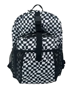 RED.STONE 2-Piece Backpack/Lunch Bag Set With Laptop/Tablet Pocket, White/Black Checks