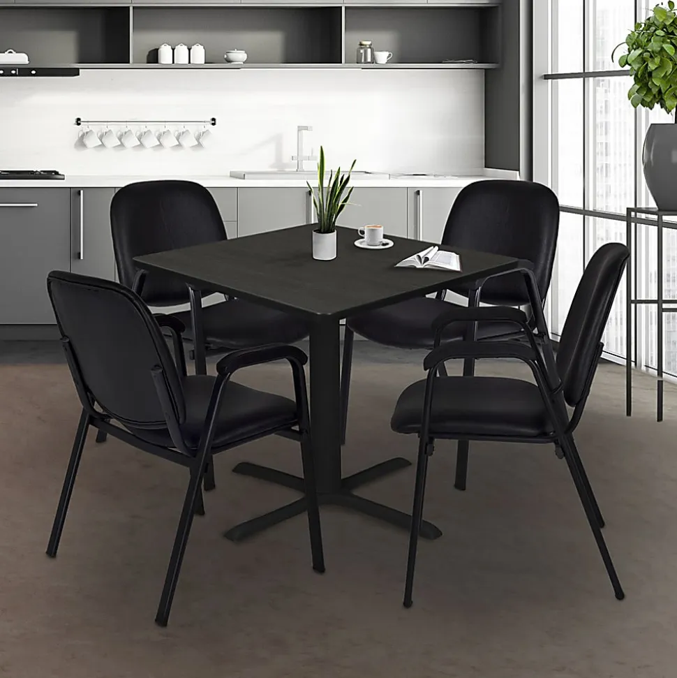 Regency Ace Vinyl Stacking Chair With Arms, Black