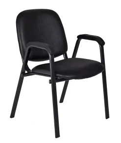 Regency Ace Vinyl Stacking Chair With Arms, Black