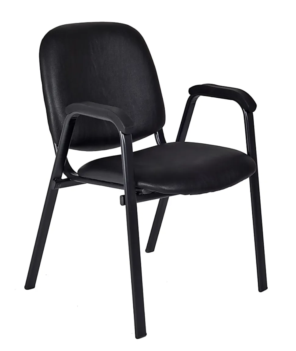 Regency Ace Vinyl Stacking Chair With Arms, Black
