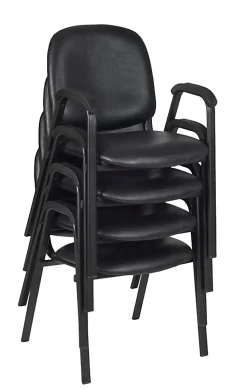 Regency Ace Vinyl Stacking Chair With Arms, Black