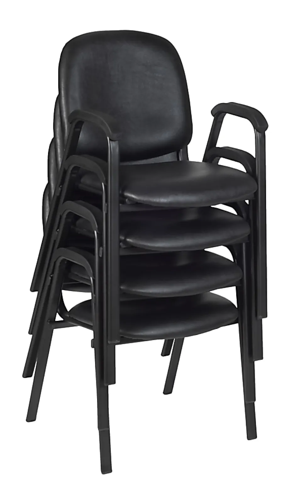 Regency Ace Vinyl Stacking Chair With Arms, Black