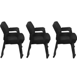 Regency Knight Mesh Stacking Chairs, With Casters, Black, Pack Of 12 Chairs