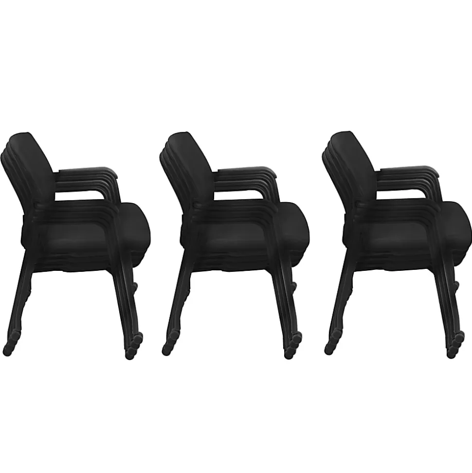 Regency Knight Mesh Stacking Chairs, With Casters, Black, Pack Of 12 Chairs