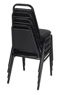 Regency Restaurant Vinyl Stacking Chairs, Black, Pack Of 4 Chairs