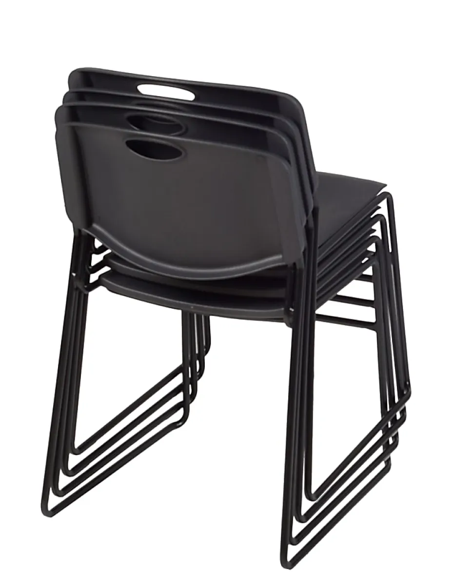 Regency Zeng Polyurethane Armless Stacking Chairs, Black, Pack Of 4 Chairs