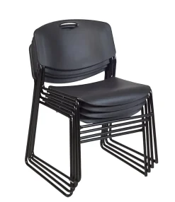 Regency Zeng Polyurethane Armless Stacking Chairs, Black, Pack Of 4 Chairs