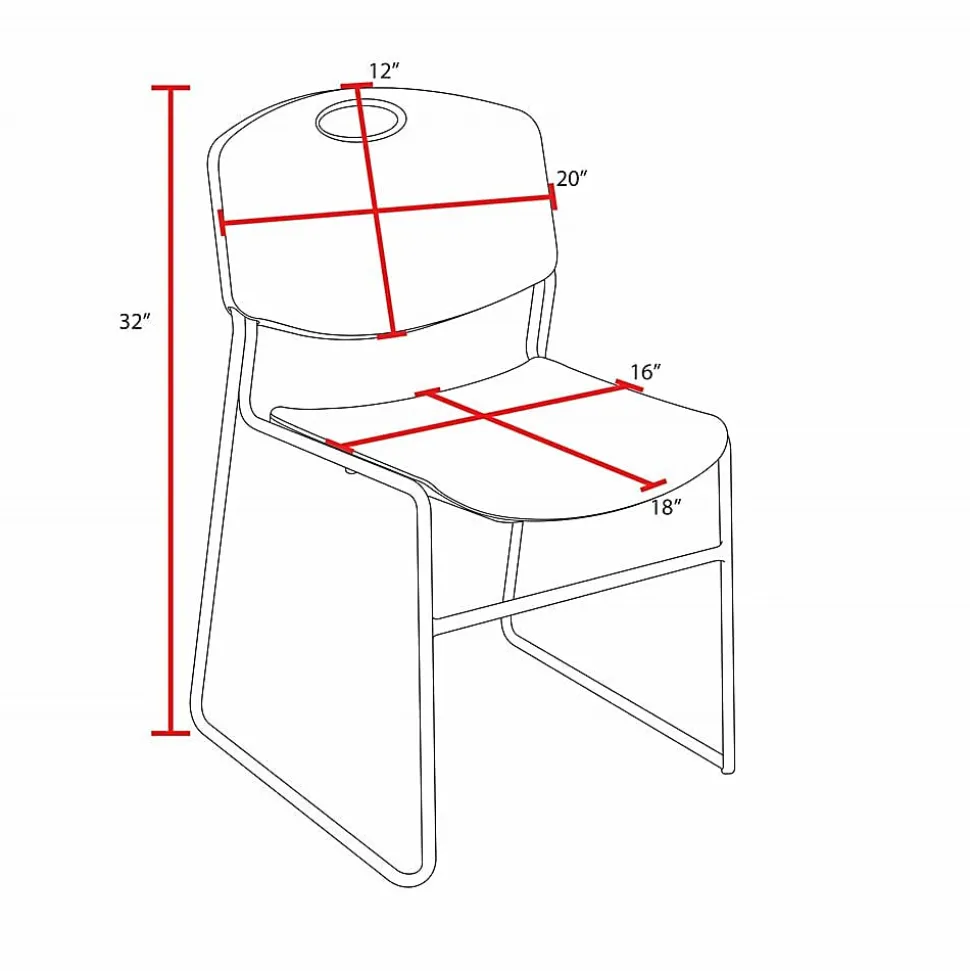 Regency Zeng Polyurethane Armless Stacking Chairs, Black, Pack Of 4 Chairs
