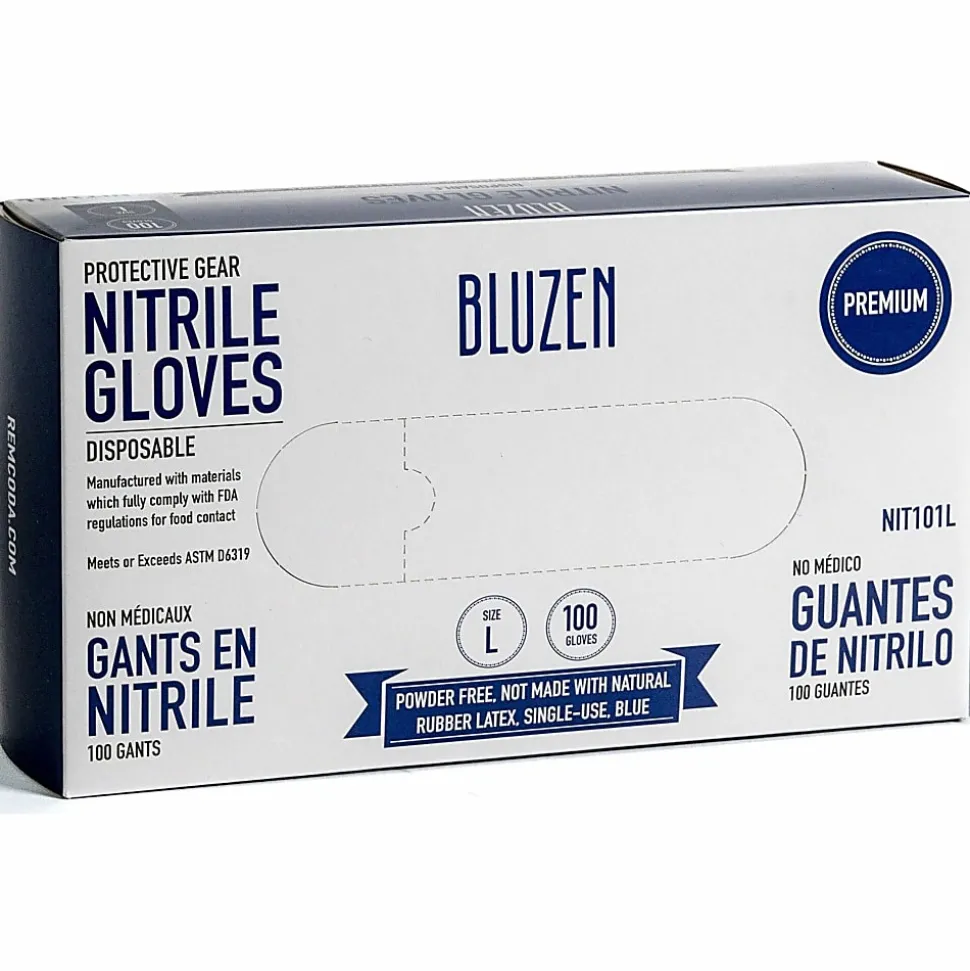 Remcoda Extra-Strength Nitrile Gloves - 4 mil Thickness - Chemical Protection - Large Size - - NIT103L