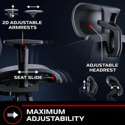 RESPAWN FLEXX Mesh Gaming Chair With Lumbar Support, Black, RPN00015