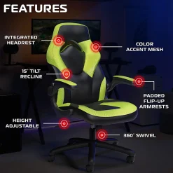 RESPAWN 3085 Gaming Chair, With Integrated Headrest, Green, RSP3085GRN