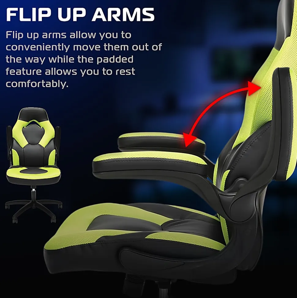 RESPAWN 3085 Gaming Chair, With Integrated Headrest, Green, RSP3085GRN