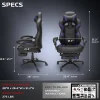 RESPAWN 110 Pro Gaming Chair, With Footrest & Headrest Pillow, Purple, RSP110V2PUR