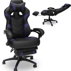 RESPAWN 110 Pro Gaming Chair, With Footrest & Headrest Pillow, Purple, RSP110V2PUR