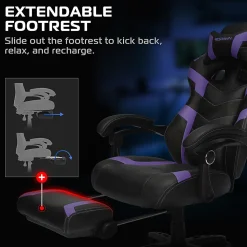 RESPAWN 110 Pro Gaming Chair, With Footrest & Headrest Pillow, Purple, RSP110V2PUR