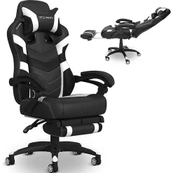 RESPAWN 110 Pro Gaming Chair, With Footrest & Headrest Pillow, White, RSP110V2WHT