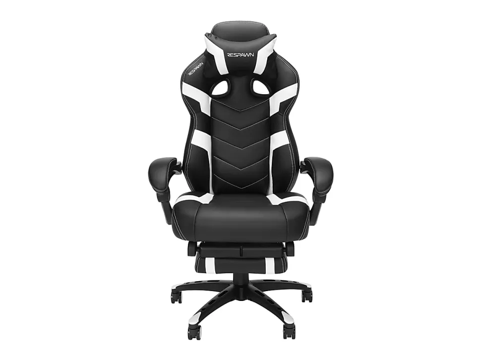 RESPAWN 110 Pro Gaming Chair, With Footrest & Headrest Pillow, White, RSP110V2WHT