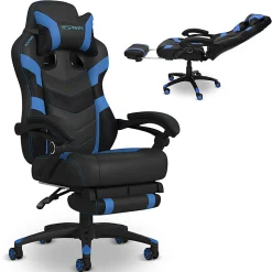 RESPAWN 110 Pro Gaming Chair, With Footrest & Headrest Pillow, Blue, RSP110V2BLU