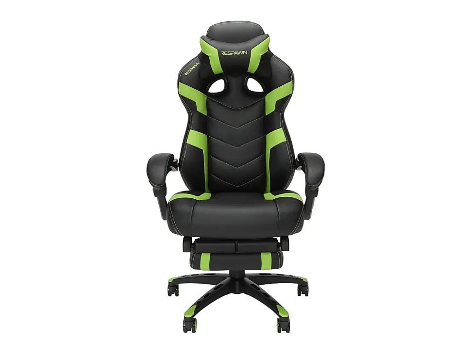 RESPAWN 110 Pro Gaming Chair, With Footrest & Headrest Pillow, Green, RSP110V2GRN