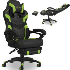 RESPAWN 110 Pro Gaming Chair, With Footrest & Headrest Pillow, Green, RSP110V2GRN