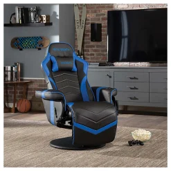 Respawn 900 Racing-Style Bonded Leather Gaming Recliner, Black/Blue