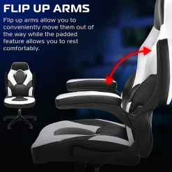 Respawn Racing Style Ergonomic Bonded Leather Computer Gaming Chair, White