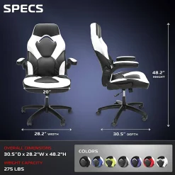 Respawn Racing Style Ergonomic Bonded Leather Computer Gaming Chair, White