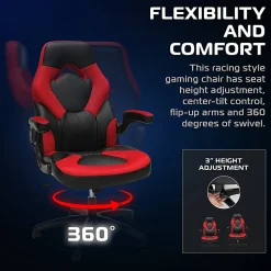 Respawn Racing Style Ergonomic Bonded Leather Computer Gaming Chair, Red