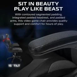 Respawn Racing Style Ergonomic Bonded Leather Computer Gaming Chair, Gray