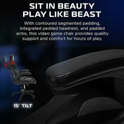 Respawn Racing Style Ergonomic Bonded Leather Computer Gaming Chair, Black