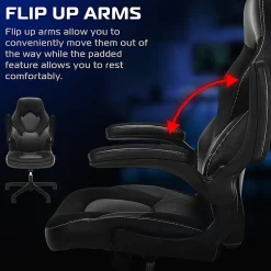 Respawn Racing Style Ergonomic Bonded Leather Computer Gaming Chair, Black