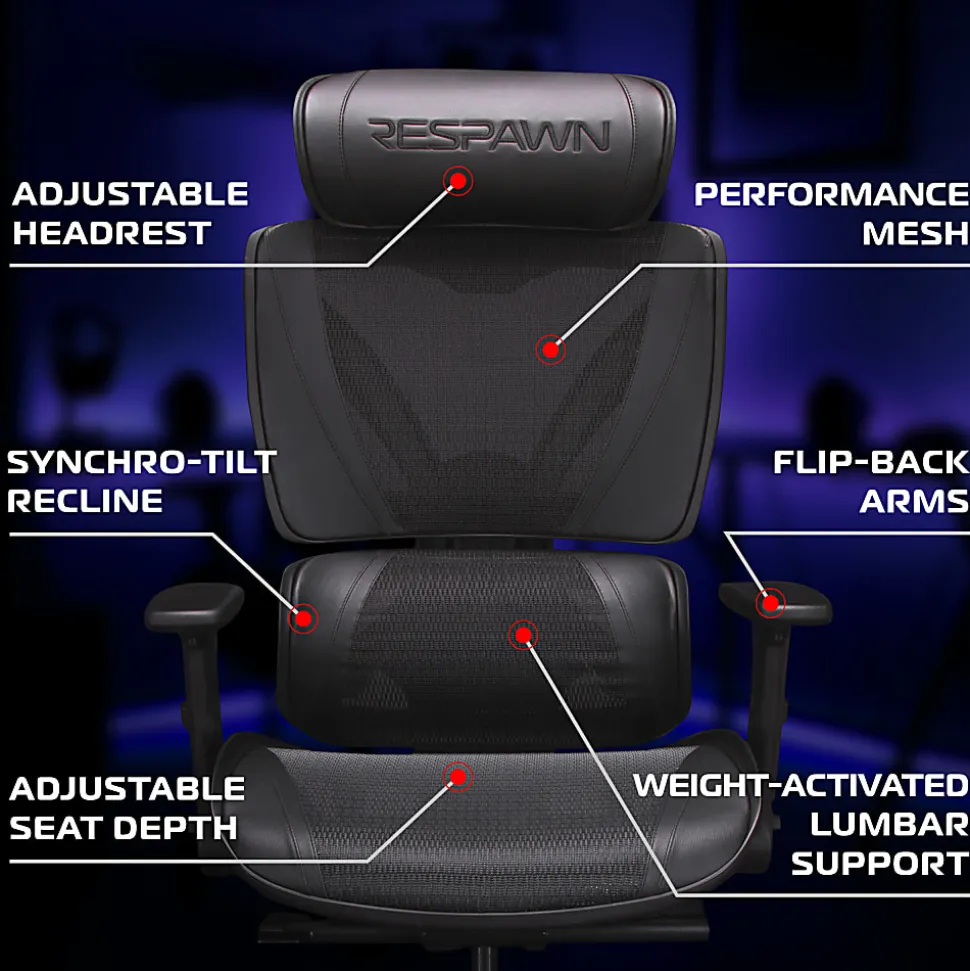 RESPAWN SPECTER Ergonomic Mesh Office Chair, Black, RSPSGMB05BLK