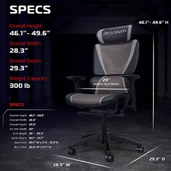 RESPAWN SPECTER Ergonomic Mesh Office Chair, Graphite Gray, RSPSGMB05GRY