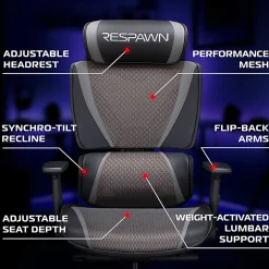 RESPAWN SPECTER Ergonomic Mesh Office Chair, Graphite Gray, RSPSGMB05GRY