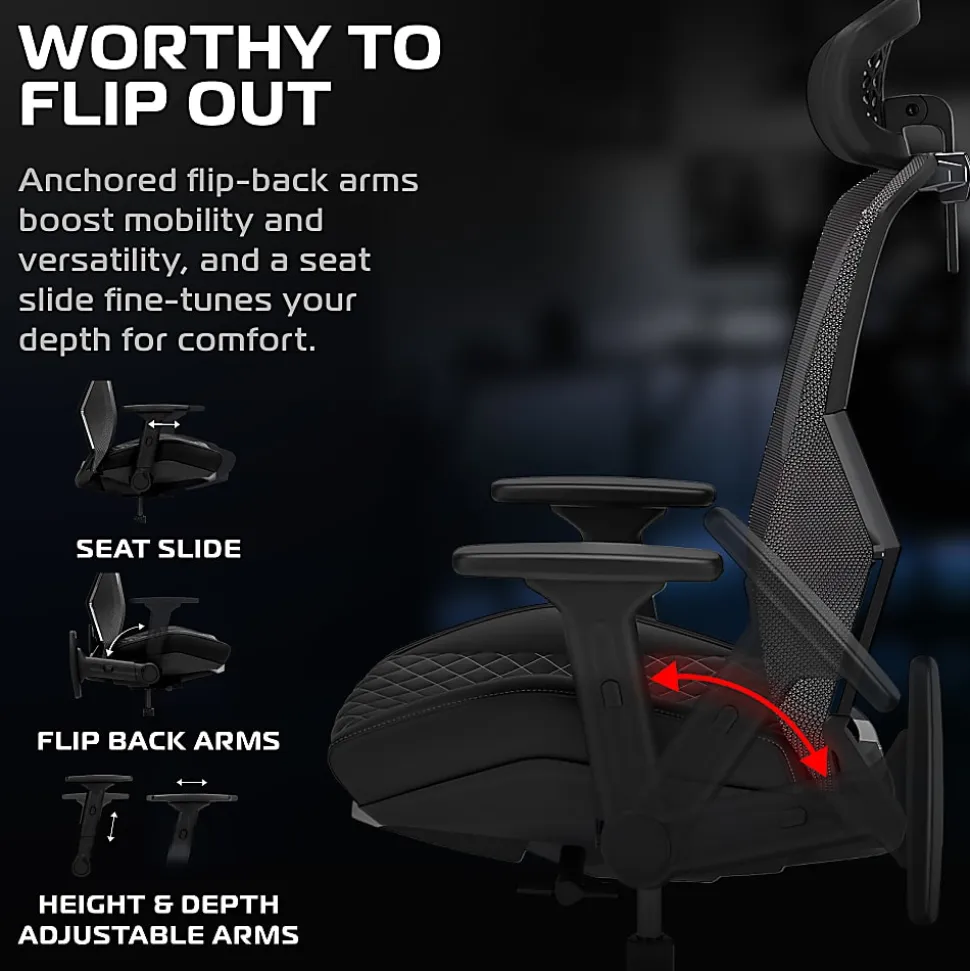 RESPAWN SPIRE Ergonomic Mesh Office Gaming Chair, Stealth Black, RSPSGMB07STEALTH