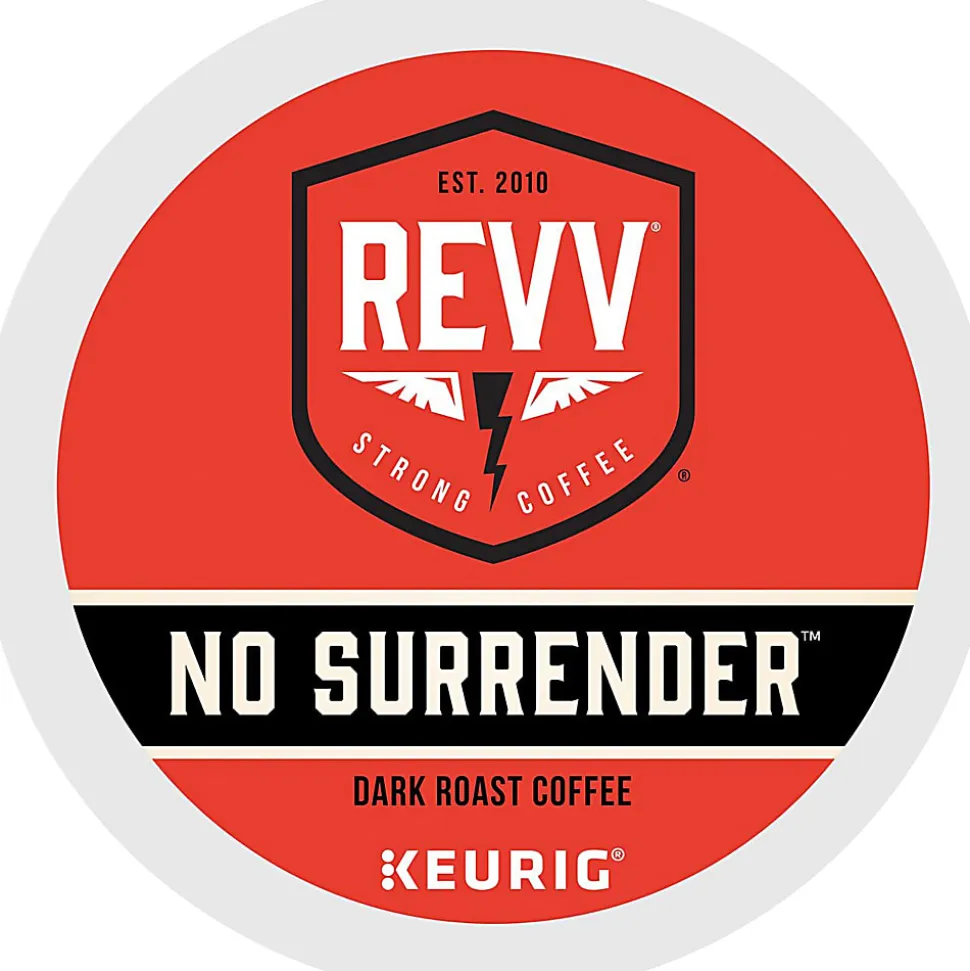 REVV Coffee Single Serve Coffee K Cup Pods, No Surrender, Carton Of 24