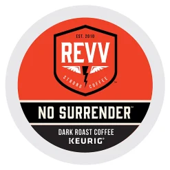 REVV Coffee Single Serve Coffee K Cup Pods, No Surrender, Carton Of 24