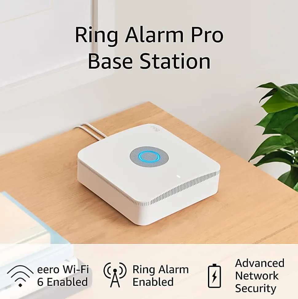 Ring Alarm Pro Base Station, 6.75"H x 6.75"W x 2.72"D, White