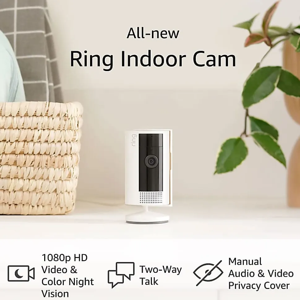 Ring Indoor Camera (2nd Gen), 3.81"H x 1.93"W x 1.93"D, White