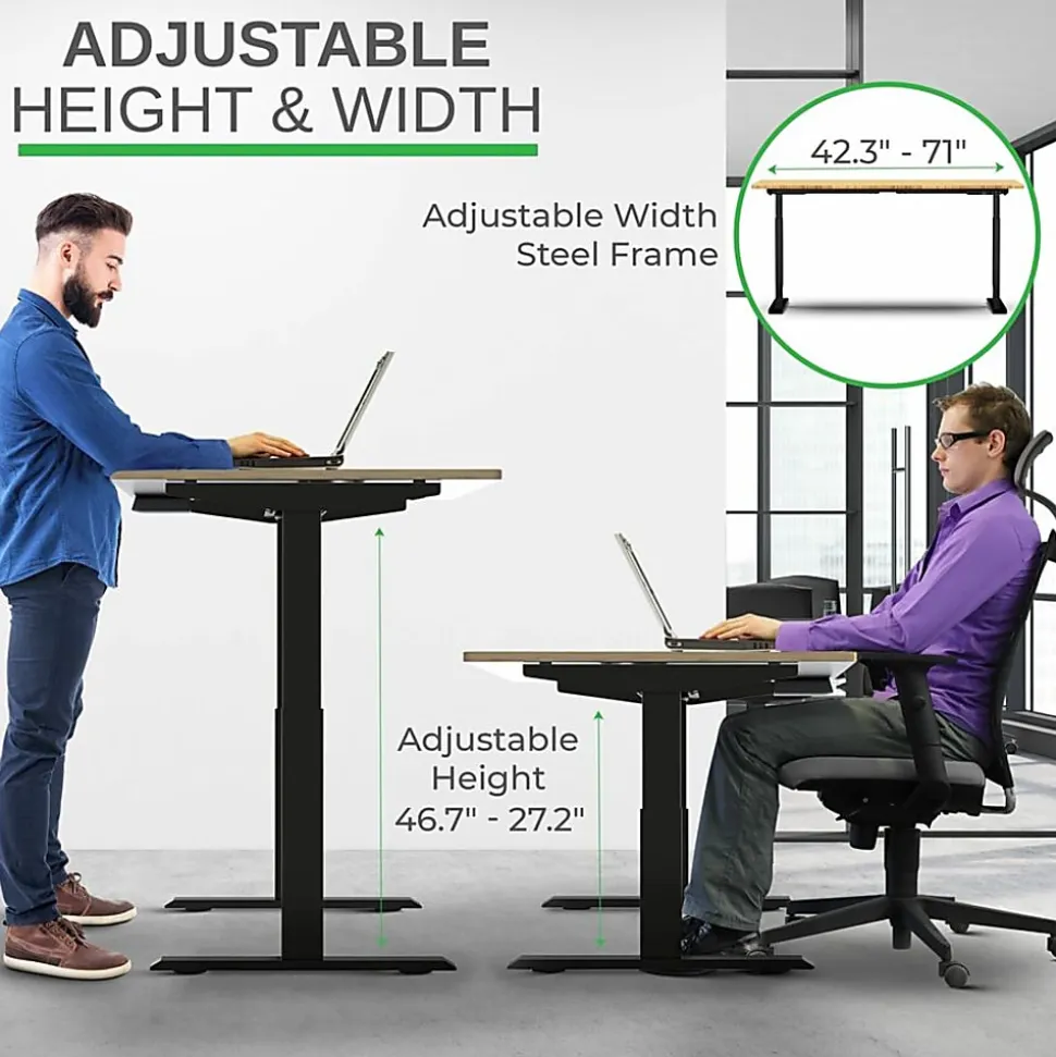 Rise Up® Electric 48"W Standing Computer Desk, Natural/Silver