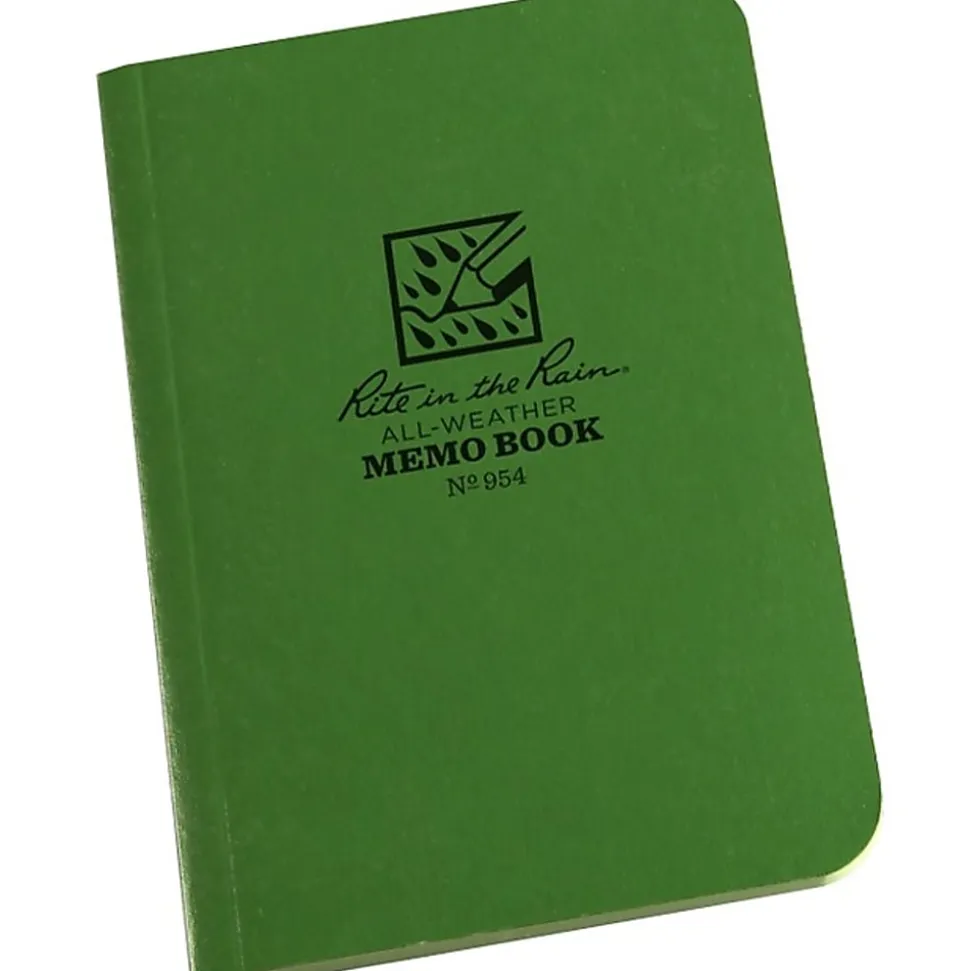 Rite in the Rain Field-Flex Memo Notebook, 3 1/2" x 5", Universal Ruled, 112 Pages (56 Sheets), Green
