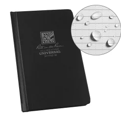 Rite in the Rain Hardcover Notebook, Pocket Size, 4 1/4" x 6 3/4", Universal Rule, 160 Pages (80 Sheets), Black