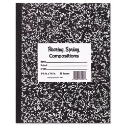 Roaring Spring® Composition Notebook, 9 3/4" x 7 1/2", 50 Sheets, 100 Pages, Black Marble