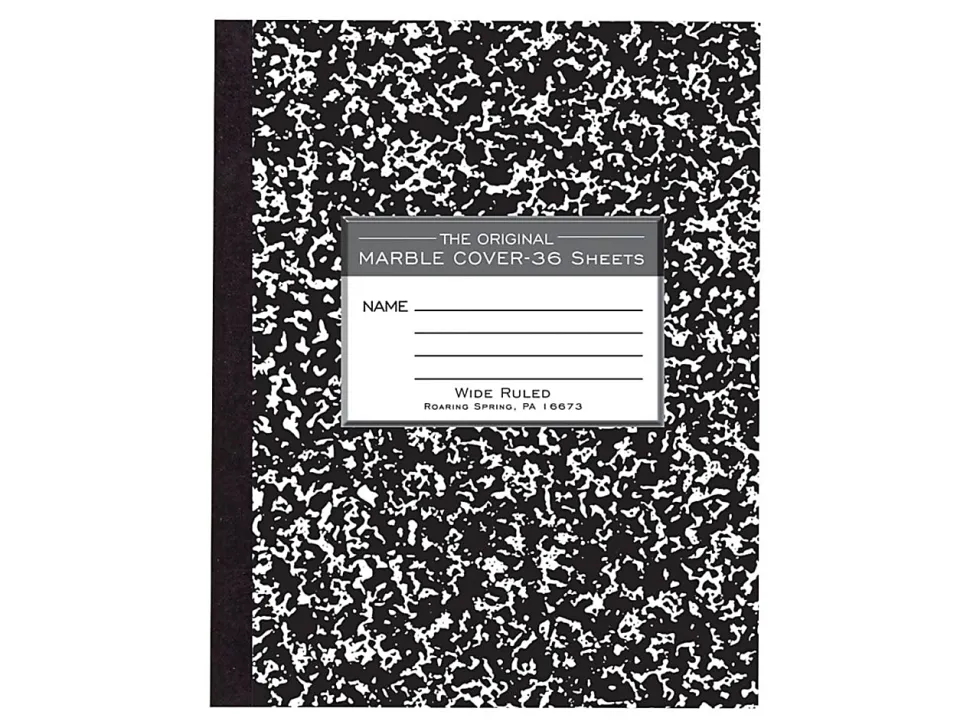 Roaring Spring Tape Bound Composition Notebook, 8 1/2" x 7", 48 Sheets, Black Marble