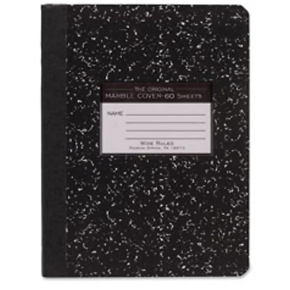 Roaring Spring Tape Bound Composition Notebook, 7 1/2" x 9 3/4", 60 Sheets, Black Marble