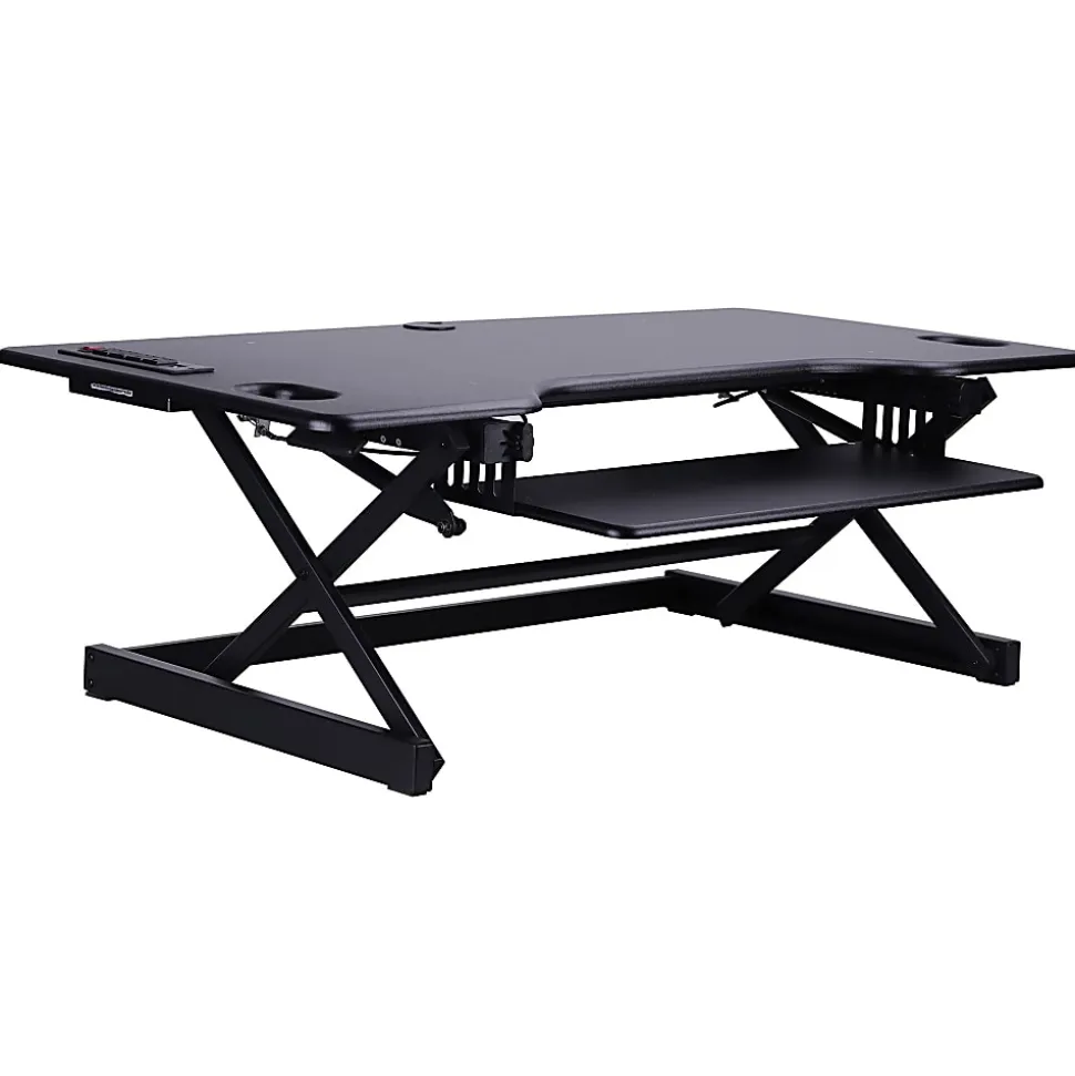 Rocelco Sit/Stand Desk Riser, 20"H x 45-8/10"W x 23-8/10"D, Black