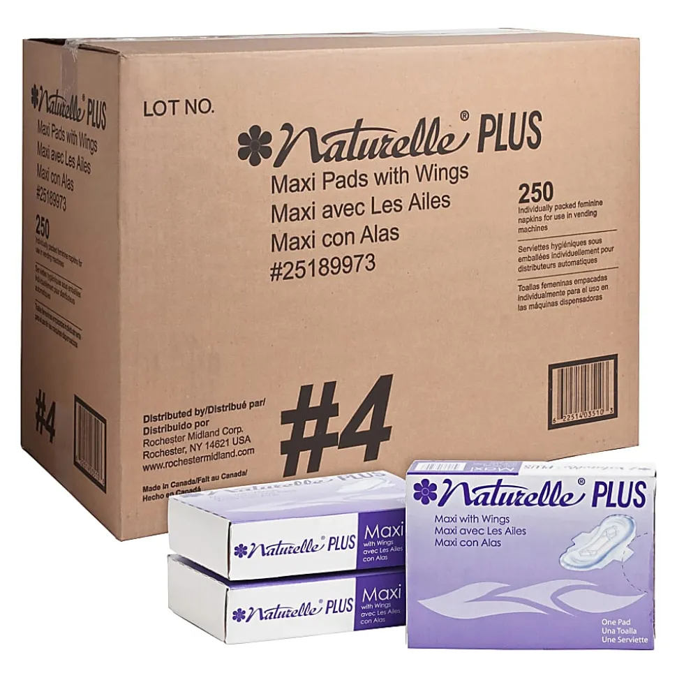 Rochester Midland Naturelle Maxi Pads With Wings, Carton Of 250