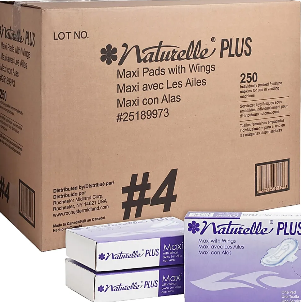 Rochester Midland Naturelle Maxi Pads With Wings, Carton Of 250