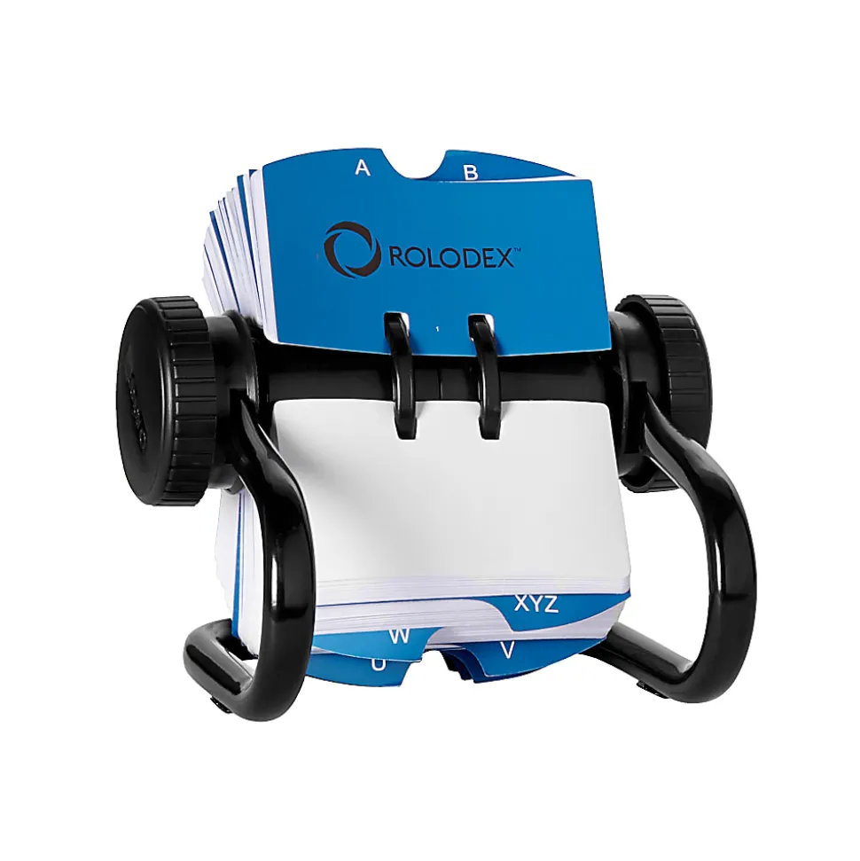 Rolodex® Open Metal Single Rotary File, 2 1/4" x 4", 500 Cards, Black